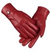 OZERO Sheepskin Womens Red Gloves, Fleece Lined, Size M - 1