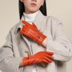 OZERO Sheepskin Womens Red Gloves, Fleece Lined, Size M - 2