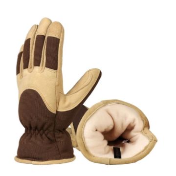 Deerskin Leather Thermal Gloves for Cold Weather, Size: L - 1