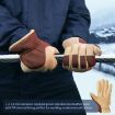 Deerskin Leather Thermal Gloves for Cold Weather, Size: L - 5