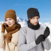 OZERO Black 3-In-1 Wool Set: Hat, Scarf & Gloves for Men & Women - 2