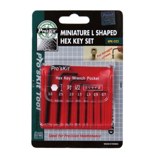 ProsKit 7pcs Mini Hex Key Set 0.7mm-3mm L Shaped Pocket Tool - 1