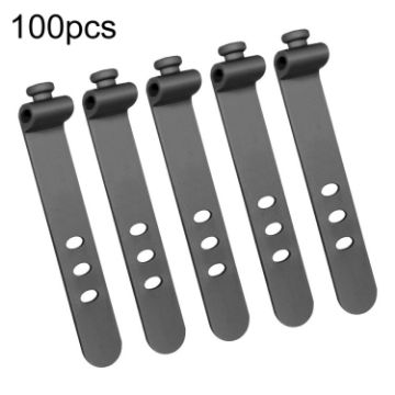 Pack of 100 Black 73mm 3-Hole Silicone Cable Ties and Organizers - 1
