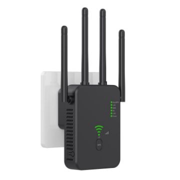 Urant U10 WiFi Repeater 300Mbps 2.4G, 4 Antennas, EU Plug, Black - 1