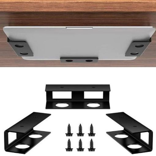 Under Desk Laptop and Tablet Mount Kit for Office Organization (Black) - 1