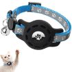 Reflective Blue Pet Collar with AirTag Silicone Case and Bell - 1