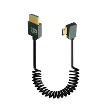Mini HDMI Left Bend 8K 60Hz HDMI 2.1 Spring Cable 0.5m - 1