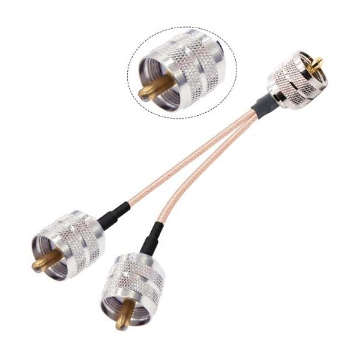 UHF Male to Dual UHF Male 30cm Splitter Cable Adapter RG316 - 1