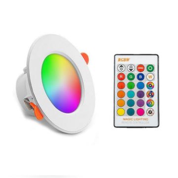 RGB+White Recessed Ceiling Lamp 10W 220V with Remote Control - 1