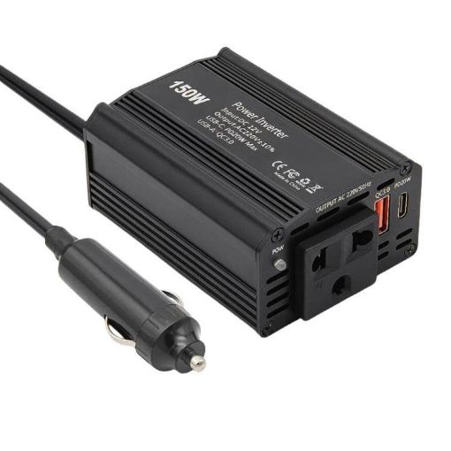 150W QC3.0 Fast Charging Car Inverter Power Adapter (EU Plug) - 1
