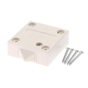 White Self-Resetting Cabinet Door Light Switch for Wardrobe - 1