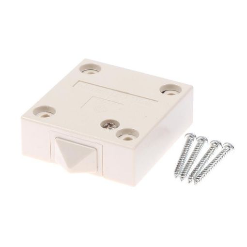 White Self-Resetting Cabinet Door Light Switch for Wardrobe - 1