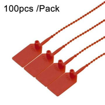Red Plastic Beaded Security Seals - 100 Pack Nylon Tags Labels - 1