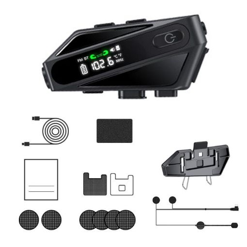 C6 Wireless Intercom Helmet Headset: IPX6 Waterproof, LED, Hard Mic - 1