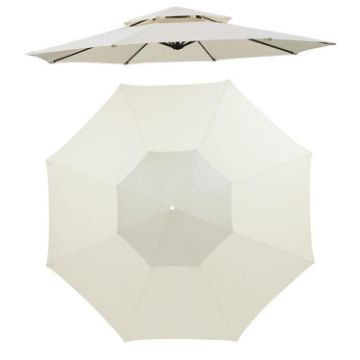 2.7M 8-Rib Double Top Patio Umbrella Replacement Canopy Beige - 1