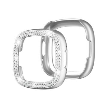 Fitbit Versa 4/Sense 2 Silver Double-Row Diamond PC Watch Case - 1