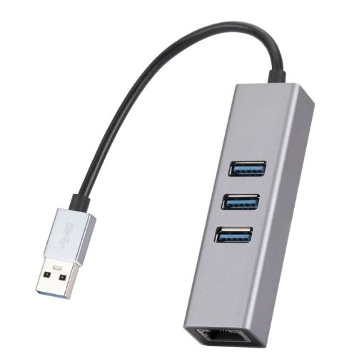 SL-030 USB to Gigabit Ethernet & 3-Port USB 3.0 Hub (Grey) - 1