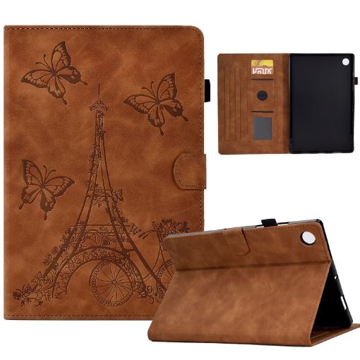 Samsung Galaxy Tab A8 10.5 2021 Leather Case, Tower Embossed, Brown - 1
