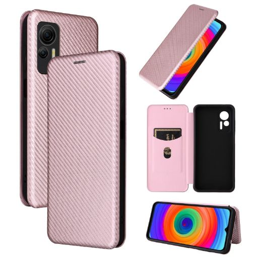 Ulefone Note 14 Pink Carbon Fiber Flip Leather Case - 1