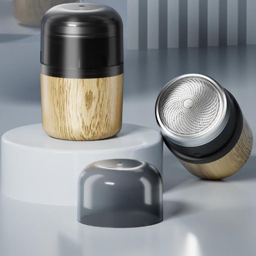 Wood Grain Rechargeable Men's Shaver, 6 Blades, Waterproof, 2207 - 1