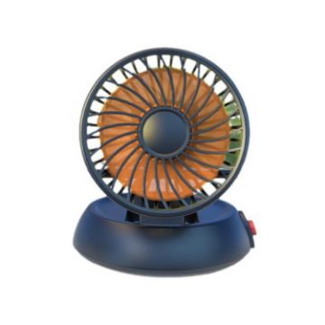 Orange 12V Car Fan: Single-head, Three-speed, Folding, High-wind - 1
