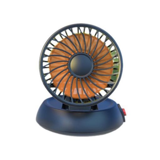 Orange 12V Car Fan: Single-head, Three-speed, Folding, High-wind - 1