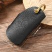 Vintage Pebbled Leather Key Holder with Belt Clip (Black) - 5
