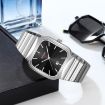 SKMEI 9361 Silver Steel Strap Textured Dial Square Quartz Watch - 2