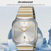 SKMEI 9361 Silver Steel Strap Textured Dial Square Quartz Watch - 6