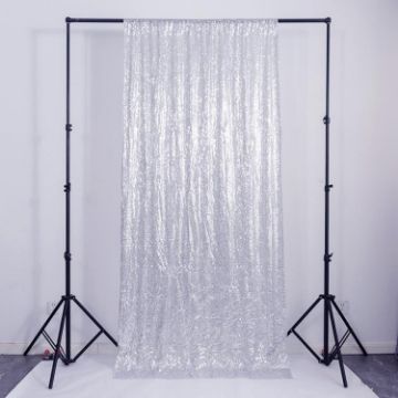 Silver Sequin Embroidered Curtains for Weddings & Parties - 300x300cm - 1