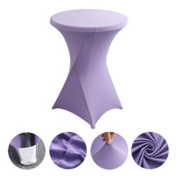 Purple Stretch Polyester Cocktail Bar Table Cover 70x110cm - 1