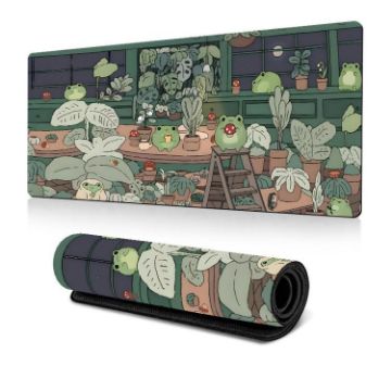Cute Frog Mouse Pad: Non-Slip Green Desk Mat 300x800x2mm - 1
