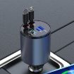 100W Metal Retractable Car Charger: 8 Pin + Type-C Cigarette Lighter - 2