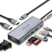 QGeeM 9-in-1 USB-C Docking Station: VGA, 2 HDMI, PD 87W, USB, SD Slots - 1