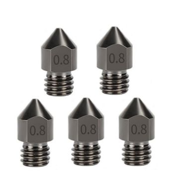 MK8 Hardened Steel Nozzle for 3D Printer, 5pcs 1.75/0.8mm - 1