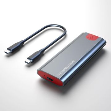 M.2 NVMe/SATA SSD Enclosure, USB-C 10Gbps, Supports 2TB with Cable - 1