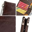 HUMERPAUL BP852 RFID Brown Leather Anti-Theft Double Zipper Wallet - 5