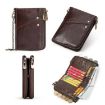 HUMERPAUL BP852 RFID Brown Leather Anti-Theft Double Zipper Wallet - 6