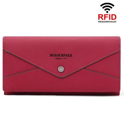 HUMERPAUL BP998 Red Women Leather RFID Wallet Clutch Bag - 1