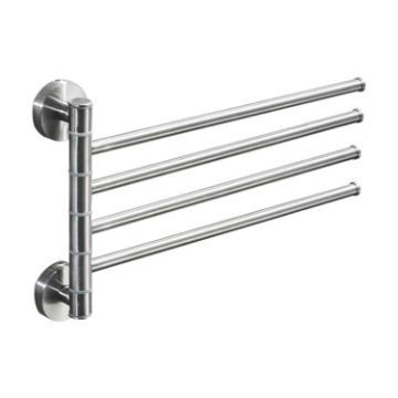 Brushed Stainless Steel Wall-Mounted Rotating Towel Rack, Four Poles - 1