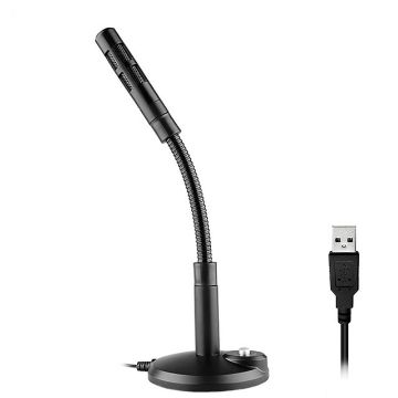 Black USB Condenser Microphone with Cable for PC and Laptop - 1