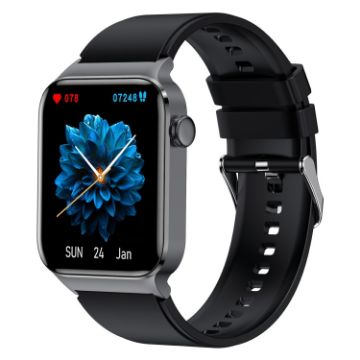 T50 1.85" Black Smart Watch, IP67 Waterproof, Voice & Health Monitor - 1