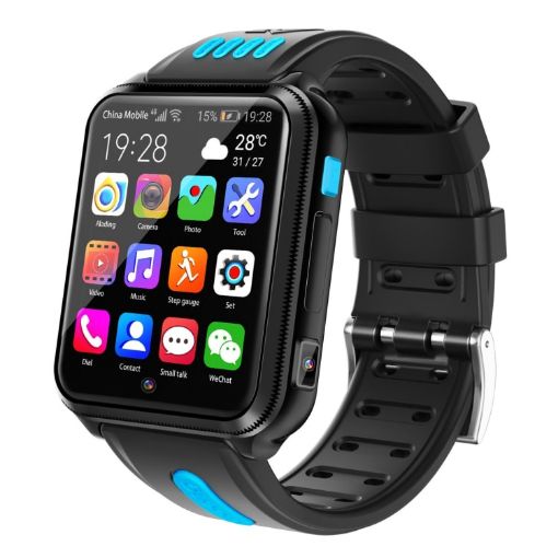W5 1.54" Dual Camera Smart Watch, SIM/GPS, 3GB+32GB, Black Blue - 1