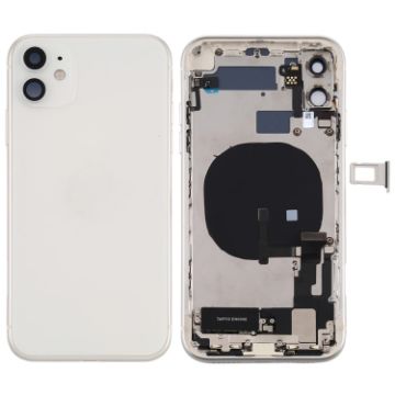 iPhone 11 Battery Back Cover with Side Keys & Camera Lens (White) - 1
