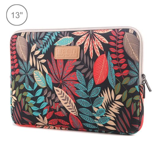 Lisen 13" Colorful Leaves Laptop Sleeve Case - Black - 1
