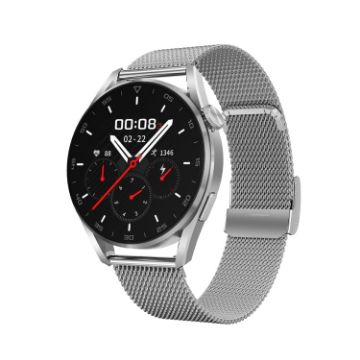 DT3pro Smart Watch, 1.36" Screen, IP67 Waterproof, Steel Band, Silver - 1