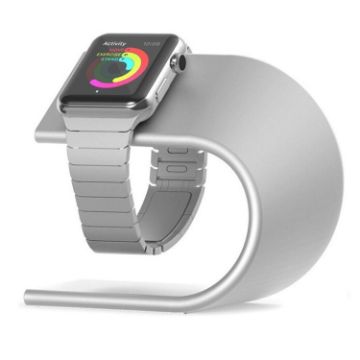 U Shape Aluminum Stand Charger Holder for Apple Watch 38mm/42mm Silver - 1