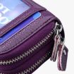 Gold Genuine Leather RFID Blocking Card Holder Wallet, Dual Zipper, 10.5x7x4cm - 4