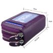 Silver Genuine Leather RFID Blocking Card Holder Wallet, Dual Zipper, 10.5x7x4cm - 5