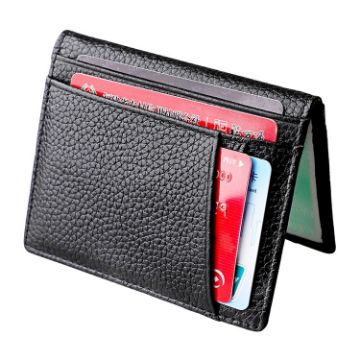 KB173 Ultrathin Litchi Texture Leather Card Holder Bag - Black - 1